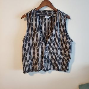 Chicos handmade cotton button down vest size M/L lightweight patterned
